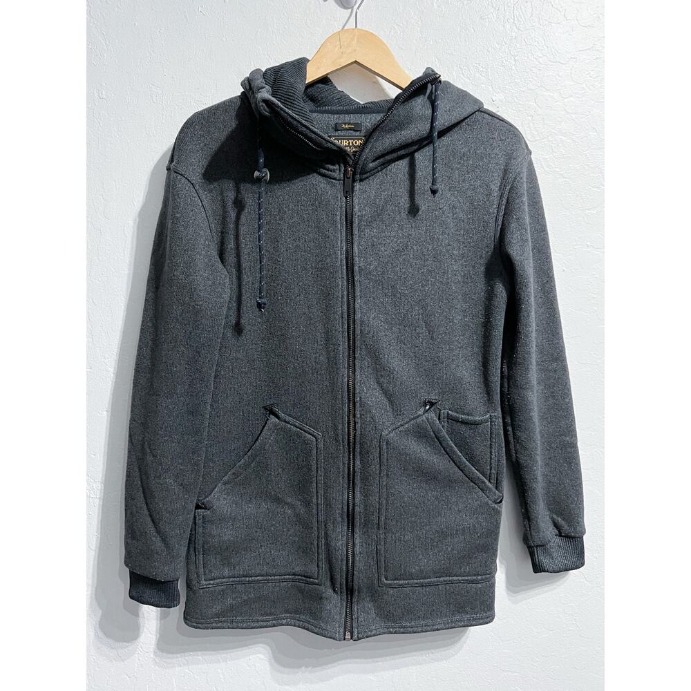 Burton Jacket Medium Minxy Full Zip Hoodie Fleece Knit Hood Charcoal Gray Snow